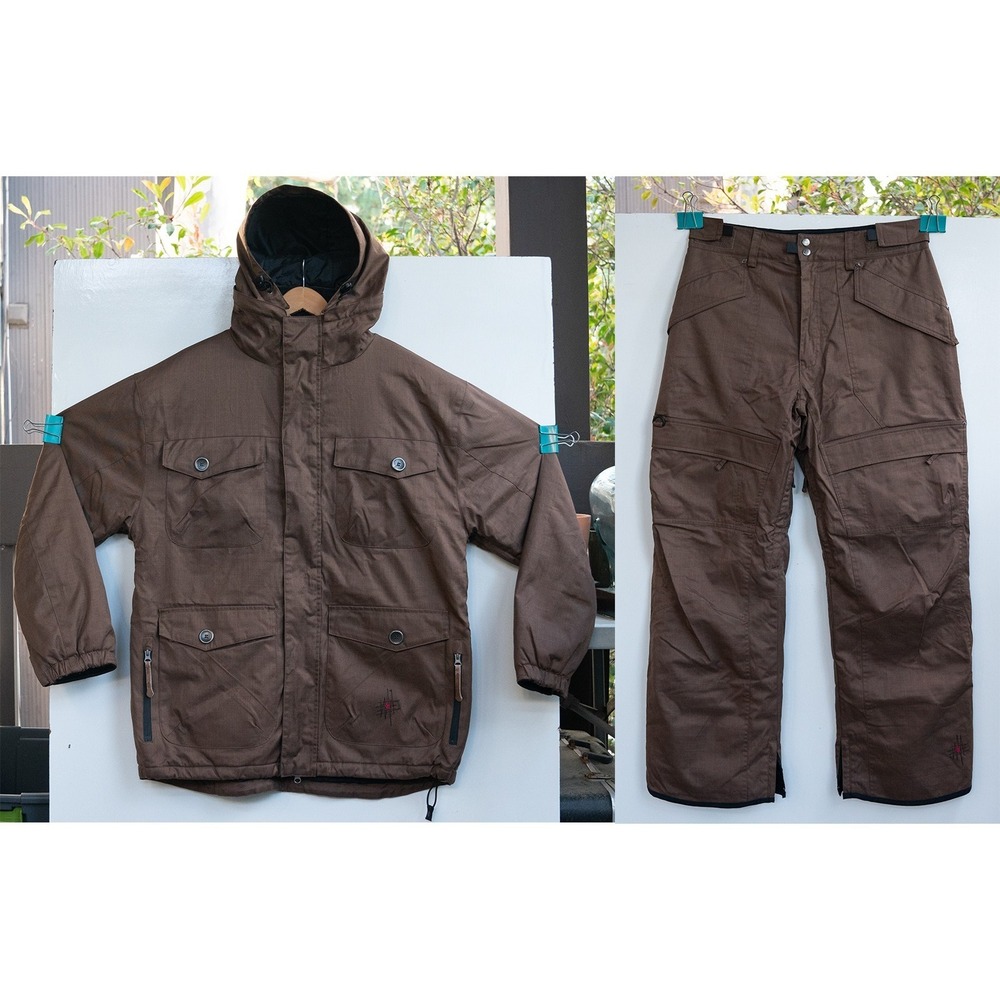 Men's Kemper Brown Skiing Snowboarding Set - Winter Jacket + Snow Pants - Size L
